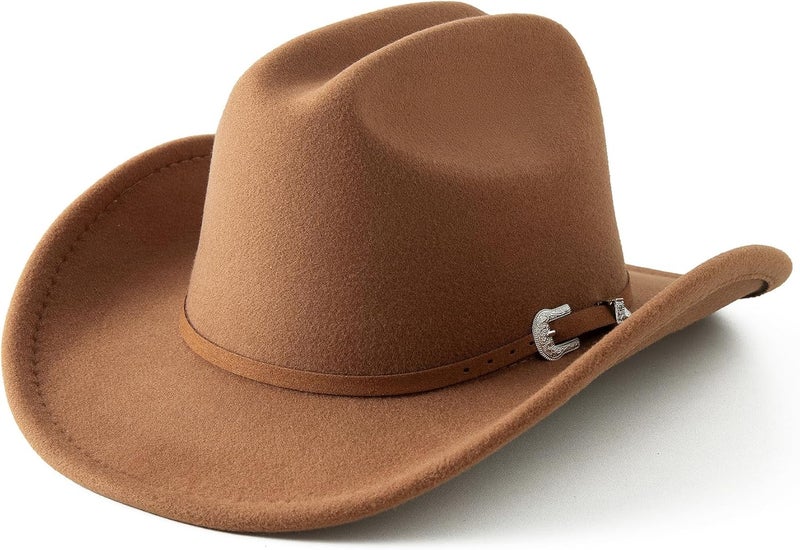 Jastore Kids Western Cowboy Hat for Girl Boy Wide Brim Beach Cowgirl Hat with Belt Buckle Cattleman Cowboys Hats - Image 2